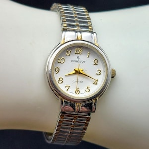 Montre Bracelet Femme Plaqué Or Avec Accents Diamant - Mouvement Quartz Japonais - Occasion Très Bon état