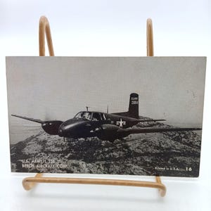 Carte postale vintage L-23B de classe volante de l'armée américaine avec carte Mutoscope d'arcade d'aviation d'impression d'avions en hêtre