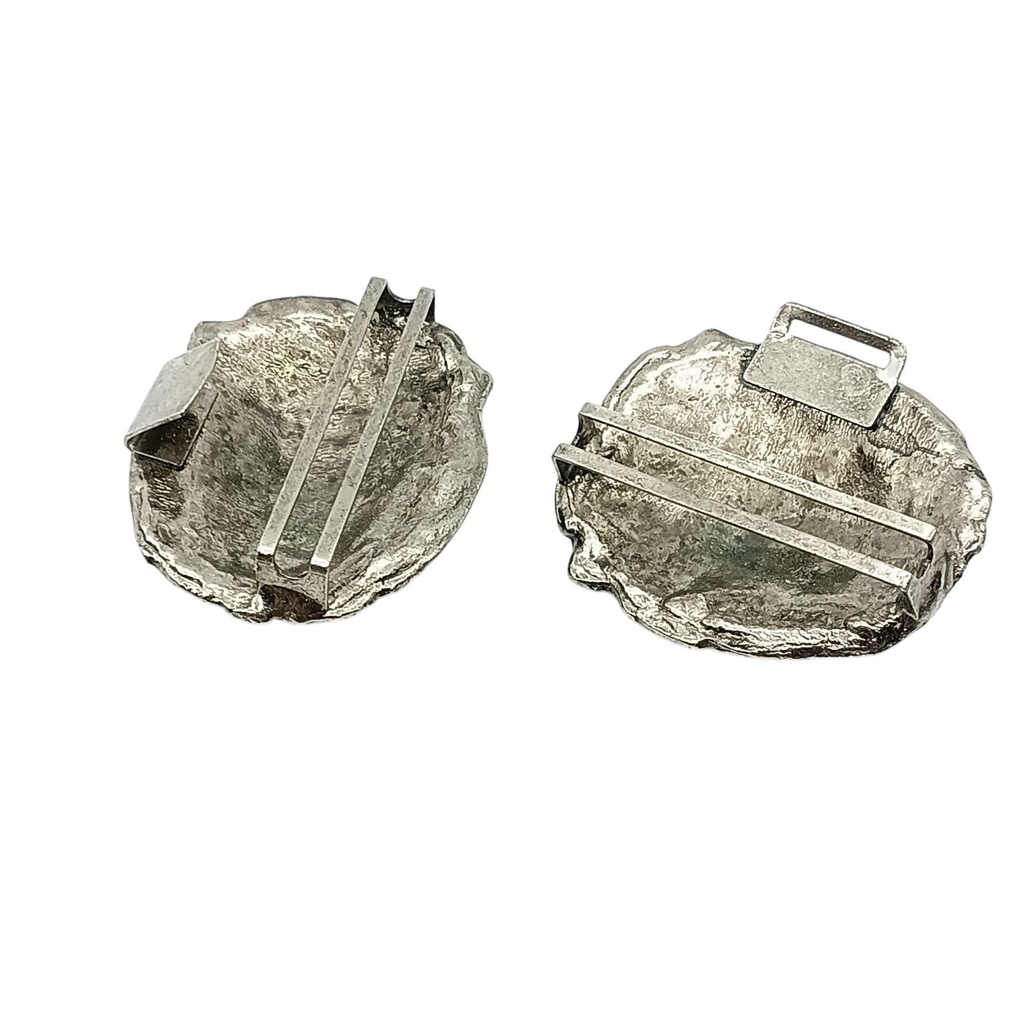 Vintage Silver Tone Lion Head Double Buckle 2 Pc Set Automatic Oval Silver Gold Buckle Mustard Leather Designer  main image 4