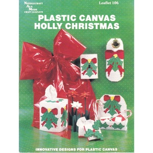 Wzory na płótna z tworzywa sztucznego Vintage, Holly Christmas, Ala Mode 1989, Ulotka 106, Wzory świąteczne