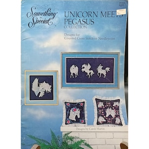 Unicorn Meet Pegasus Vintage Cross Stitch & Needlepoint Pattern Collection By Candi Martin Something Special