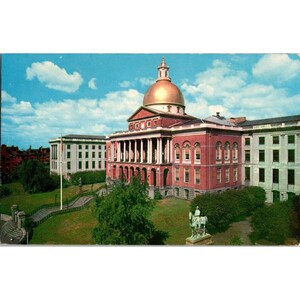 Cartolina d'epoca Massachusetts State House Boston Gold Dome inutilizzata, realizzata negli USA K-1427
