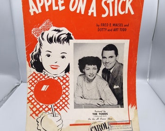 Vintage Sheet Music, Apple on a Stick by The Todds, Carol 1946 Fred Maisel