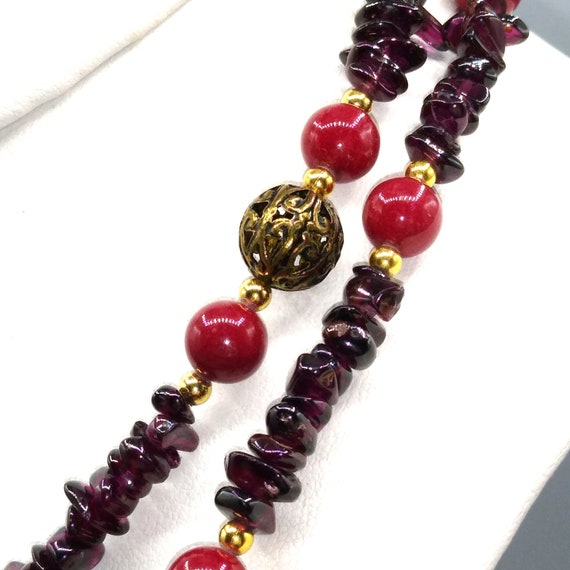 Art Deco Garnet Show Stopper Vintage Necklace, Fi… - image 4