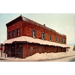 Tarjeta postal antigua First Security Bank Ketchum ID Escena de invierno Dexter Press No. 60167-C