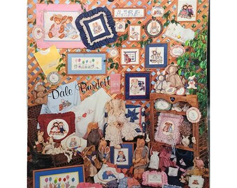 Folleto de patrones de punto de cruz "Para los amantes de los conejos" de Dale Burdett, 1987, Country Alphabet Designs