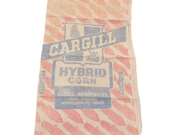 Vintage Cargill Printed Cotton Sack, Hybrid Corn Farm Ranch Farmhouse Decor Memorabilia