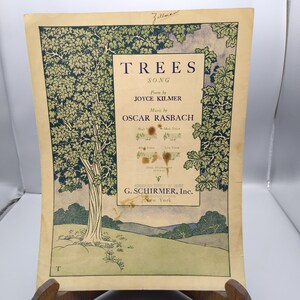 Vintage Sheet Music, Trees Song by Kilmer and Rasbach, Schirmer 1922