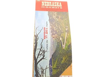 Folleto de viaje con el mapa de carreteras de Nebraska de 1963