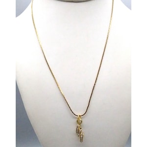 Vintage Crystal Waterfall Pendant Necklace, Clear Crystal Triple Channels on Gold Tone Chain