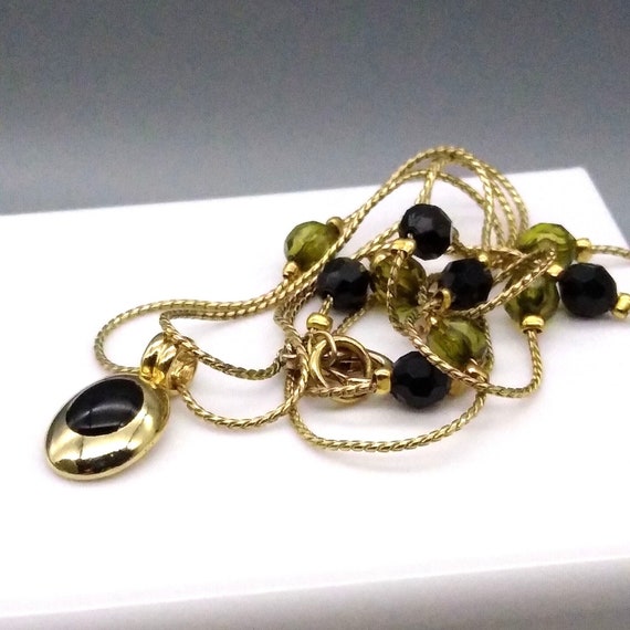 Vintage Crystal Satellite Pendant Necklace, Black… - image 3