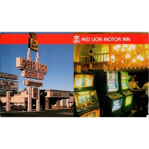 Vintage Red Lion Motor Inn Best Western Elko Nevada übergroße Postkarte Kasino & Schild