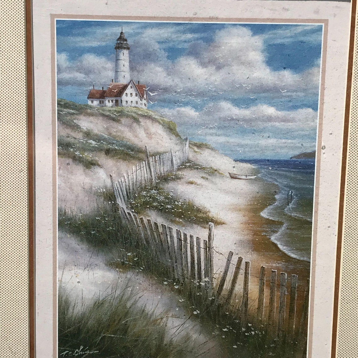 T.C. Chiu Lighthouse with Deserted Beach Framed Art Print Wall Etsy