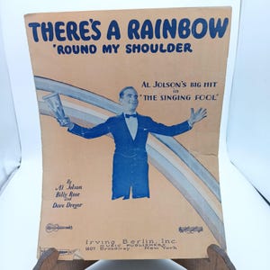 Vintage 1920s Sheet Music Irving Berlins &quot;Theres A Rainbow Round My Shoulder&quot;