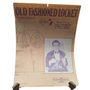 Vintage Ukelele Notenblatt, Old Fashioned Medaillon von Wimbrow Marvin und Ford, Ted Browne Music 1927 Johnny Marvin