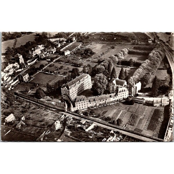 Vintage France RPPC Postcard, Marmoutier Abbey Touraine Aerial View, Divided Back Unposted