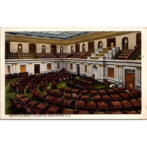 Vintage Postkarte der US-Senatskammer US-Kap deshalb Washington D.C. R5919 Anfang des 20ten Jahrhunderts antik Sammlerstück