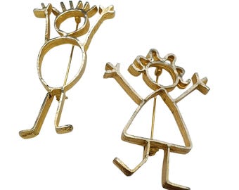 Broche Porte-chance Dorée & Chrome Années 1970/80 - Vintage - Métal
