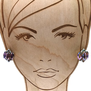 Vintage Aurora Borealis Rhinestone Clip-On Earrings