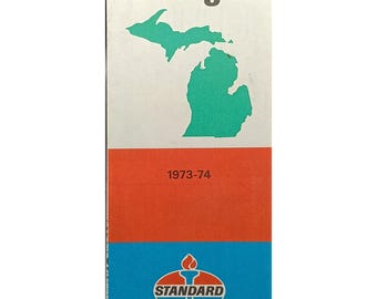 Vintage 1973-74 Michigan Standard Oil Road Map With Amoco Torch Logo