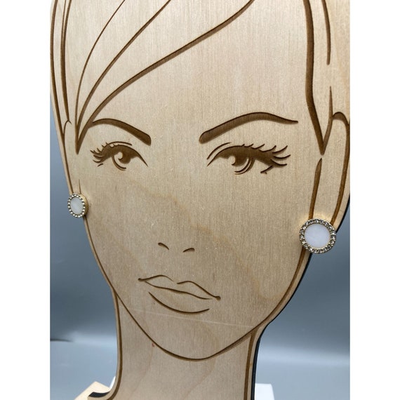Elegant Mother of Pearl Earrings with Crystal Hal… - image 4