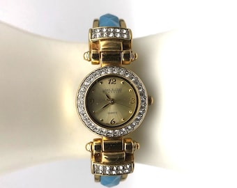 Vintage Joan Rivers Rhinestone Quartz Watch Cuff Bracelet Crystal New Battery