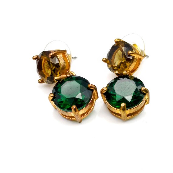 Vintage Woodland Fairy Glam Earrings, Chaton Dang… - image 2