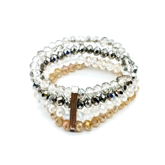 Stretch AB Crystals Statement Bracelet, Beaded Sh… - image 4