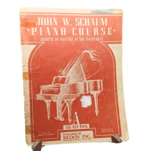 Vintage John Schaum Piano Course A The Red Book, Belwin 1945, Practice and Instruction Sheet Music, Ephemera Collectible
