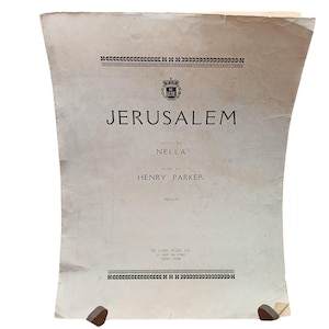 Vintage Sheet Music &quot;Jerusalem&quot; By Henry Parker Medium 1930s De Luxe Music Co. Antique Piano Recital Collectible