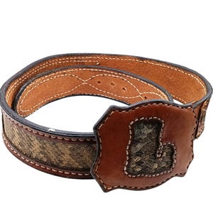 Vintage Custom Brown Leather Belt with Embossed \