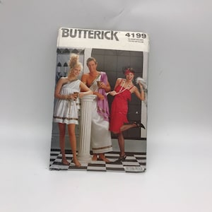 UNCUT Vintage Sewing PATTERN Butterick 4199, Misses and Mens Halloween Costumes 1989 Greek Toga Flapper Gatsby, All Sizes