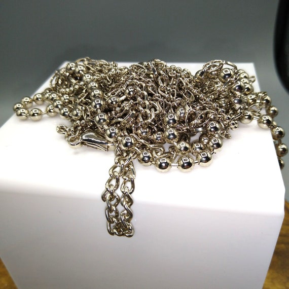 Vintage Multi Strand Chain, Silver Tone Multi Sty… - image 2