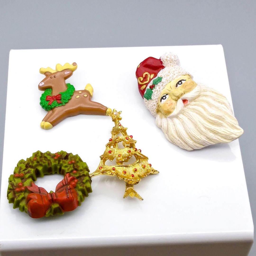 Set 4 Spille Natalizie A Catena – Design Vintage Con Motivi Festivi – Per Vestiti, Borse, Cappelli, Regali
