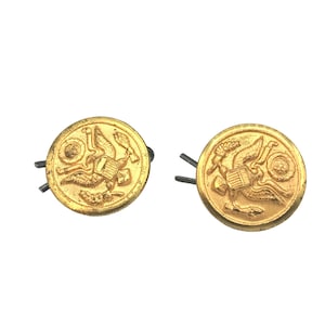 Vintage Fine Quality Military Eagle Pair of Buttons, Gold Tone Brass, Army Uniform, Soldier Memorabilia, Reenactment Costume