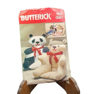 Butterick 4951 Sewing Pattern For Panda & Bear Animal Armchairs Vintage Craft Pattern Instructions Included