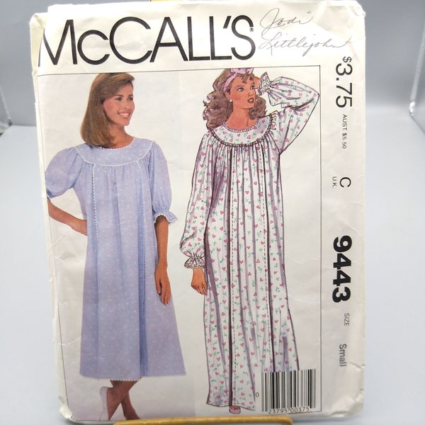 Vintage Sewing PATTERN McCalls 9443, Misses 1985 NURSING Nightgowns, Size Small