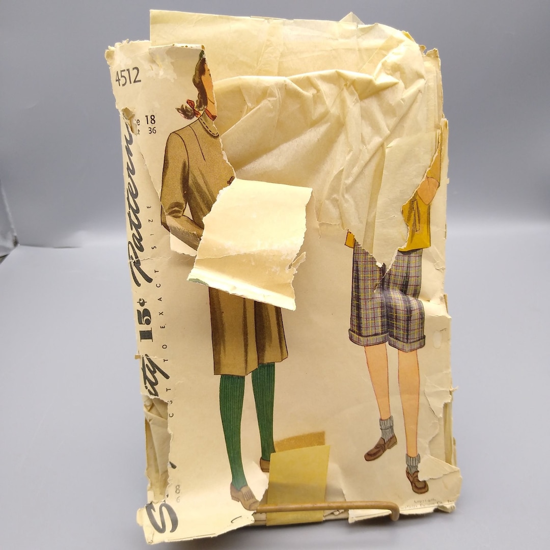 Vintage Sewing HTF PATTERN Simplicity 4512, Misses 1943 Short Slacks ...
