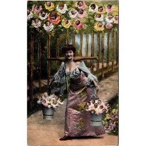 Carte postale antique de la série T H EL 1005 Theo Chrome, Theodore Eisman Surréalisme Fantasy Baby Milk Maid Photomontage, Dos divisé précoce non publié