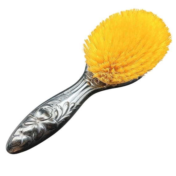 Vintage Royal Artistic Silver Hairbrush With Floral Embossed