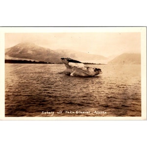 Ancienne carte postale azoïque RPPC, iceberg au large du glacier Taku, Juneau, Alaska, dos indivis, non posté