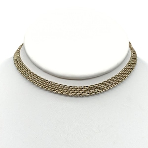 Vintage Gold-Toned Mesh Choker Chain Link Necklace