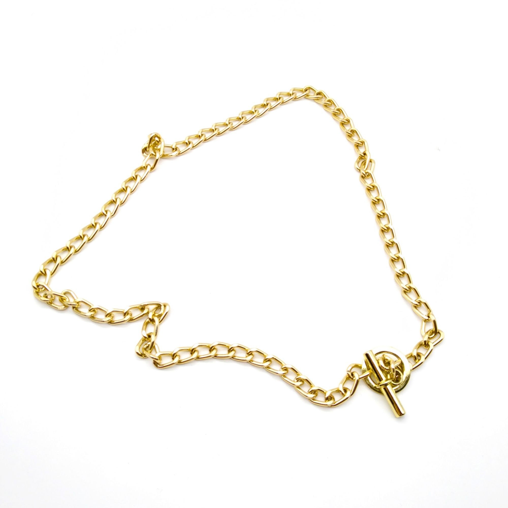 Vintage Curb Link Eloxal Chain Belt or Necklace With Gold  display picture 2