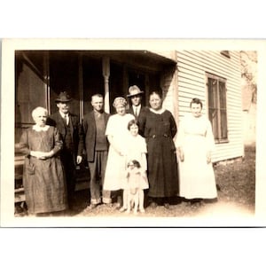 Antique Vintage Family Photo With Dog