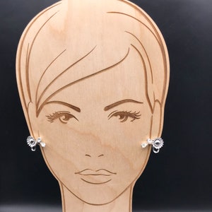 Vintage Star Art Flower Earrings, Sterling Silver and Clear Crystal Teardrops, 925 Screw Backs