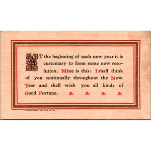 Carte postale vintage 1907 du Nouvel An par Mutual Book Co. avec message de bonne fortune et design chérubin