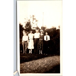 Vintage Black & White Family Photograph 1930s With Five People