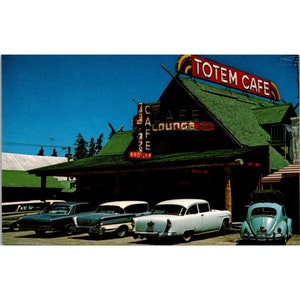 Carte postale vintage chromée de Yellowstone, historique Montana West Totem Cafe US Hwy 191, Johnson SUN sans encadrement