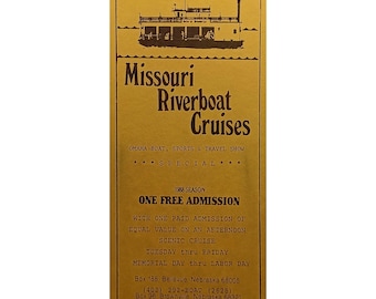Cruceros en barco por el río Misuri - Temporada 1988 - Entrada gratuita - Artículos de colección vintage