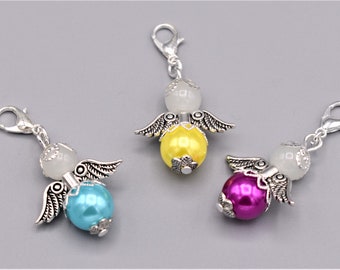 7 Schutzengel Charm Engel Anhänger lila Glücksbringer Bastelset Perlenengel 